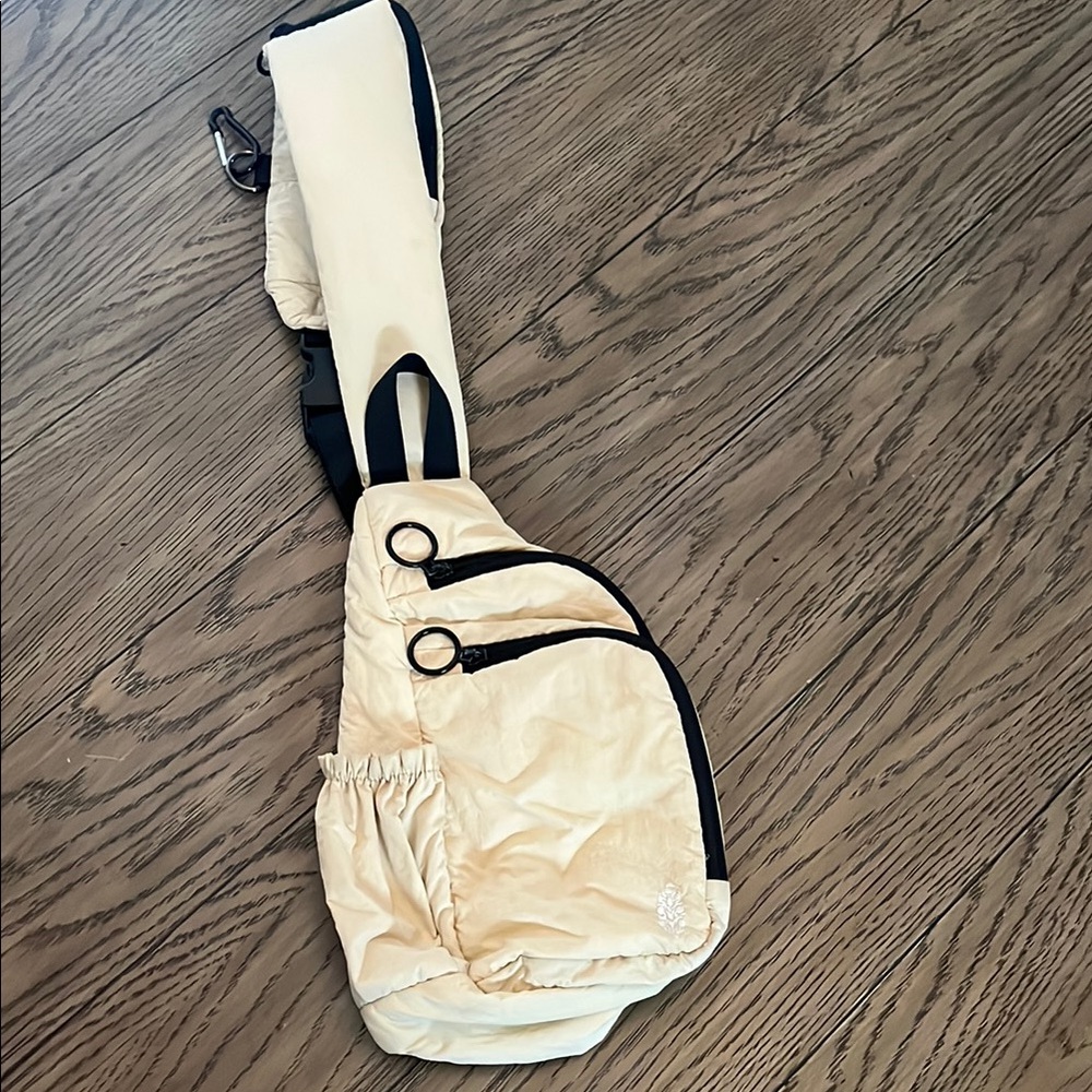 Cream Sling Bag with Black Accents